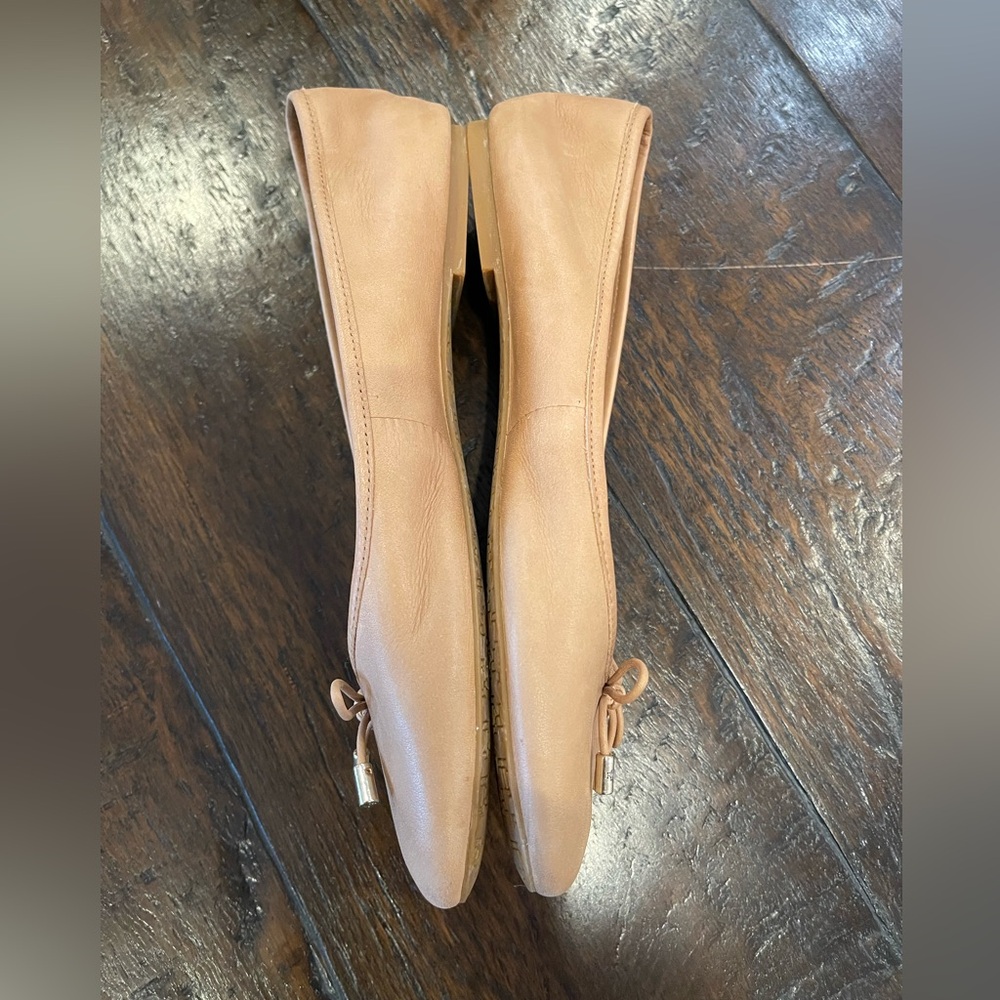Ralph Lauren Jayna natural colored leather ballet flats with bow - Picture 4 of 11